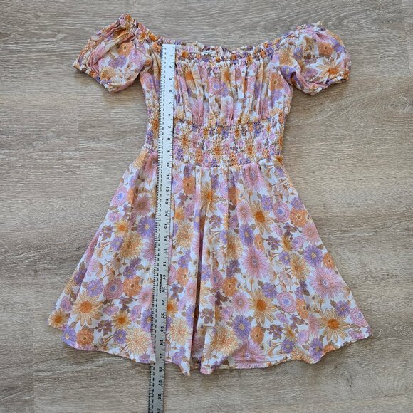 Tularosa Aurora Off-Shoulder Floral Smocked Waist Mini Dress Small NWOT $198 - Picture 5 of 17